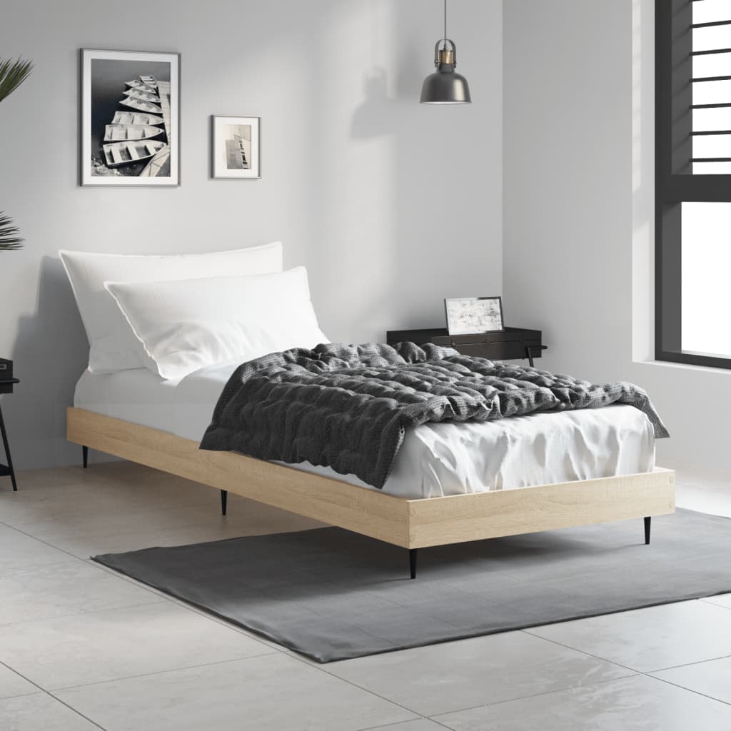 Bedframe Zonder Matras Hout Kleurig Sonoma Eiken