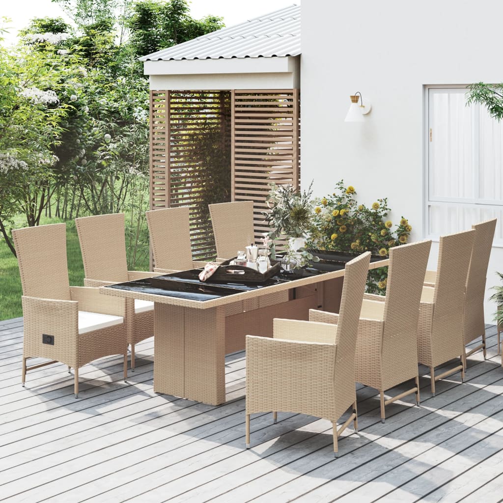 5-Delige Tuinset Met Kussens Poly Rattan Beige