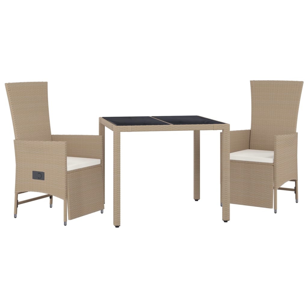 -Delige Tuinset Met Kussens Poly Rattan Beige