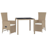 -Delige Tuinset Met Kussens Poly Rattan Beige