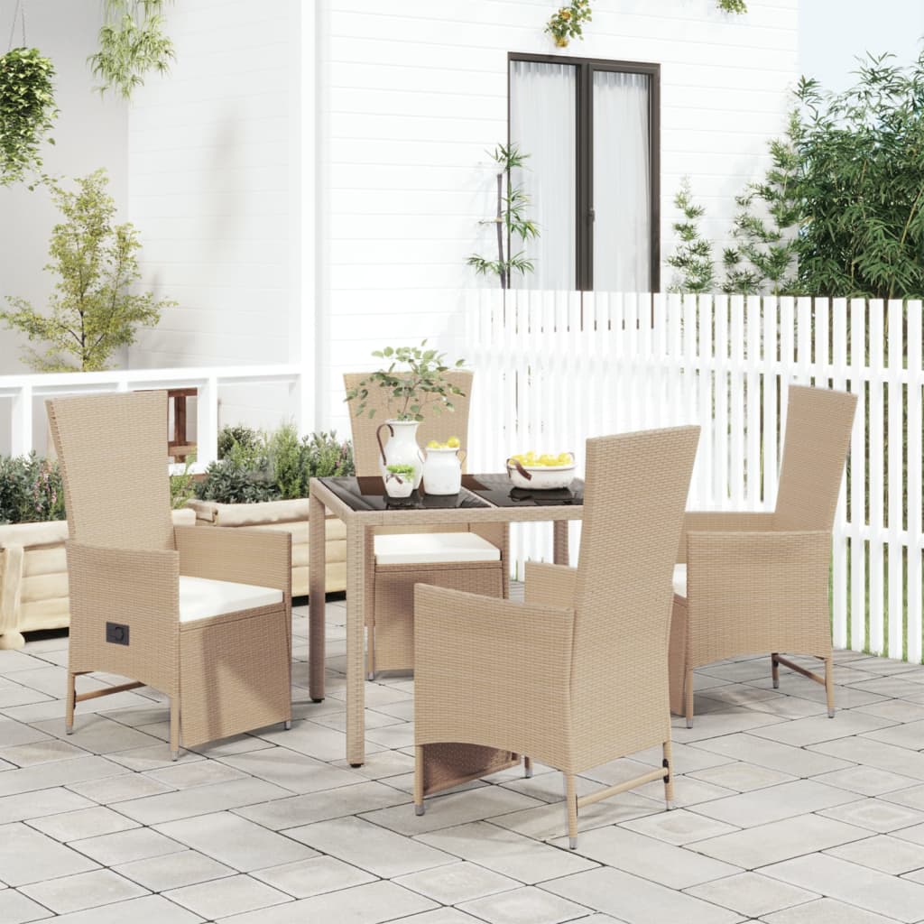 -Delige Tuinset Met Kussens Poly Rattan Beige