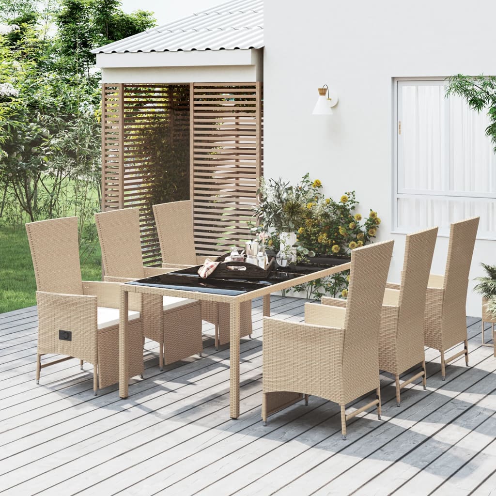 -Delige Tuinset Met Kussens Poly Rattan Beige