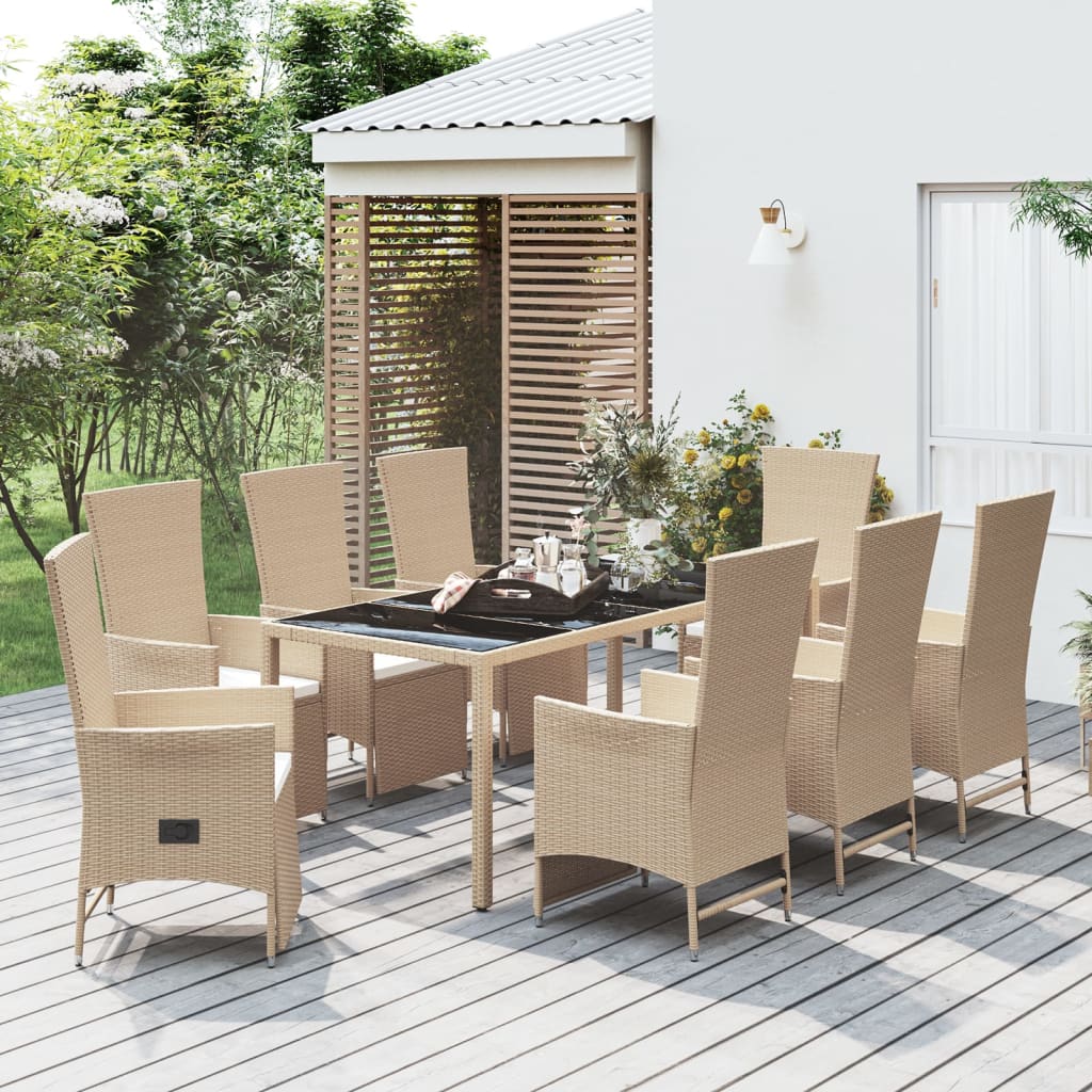 -Delige Tuinset Met Kussens Poly Rattan Beige