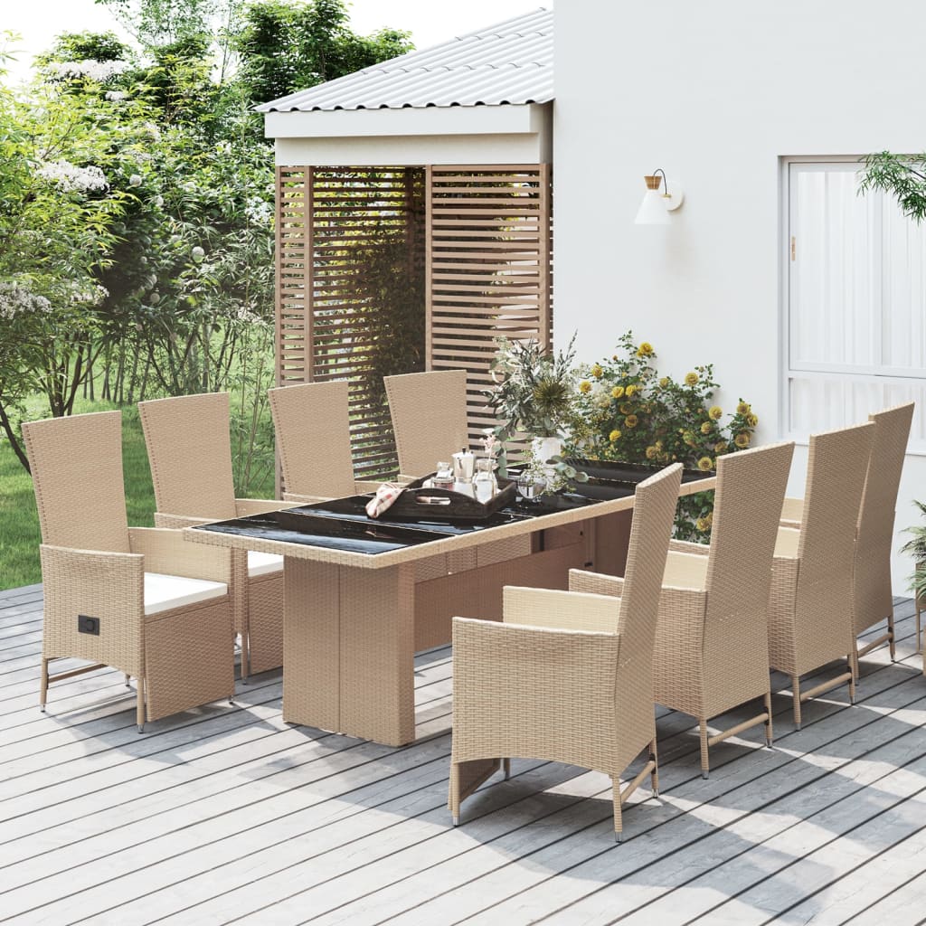 -Delige Tuinset Met Kussens Poly Rattan Beige