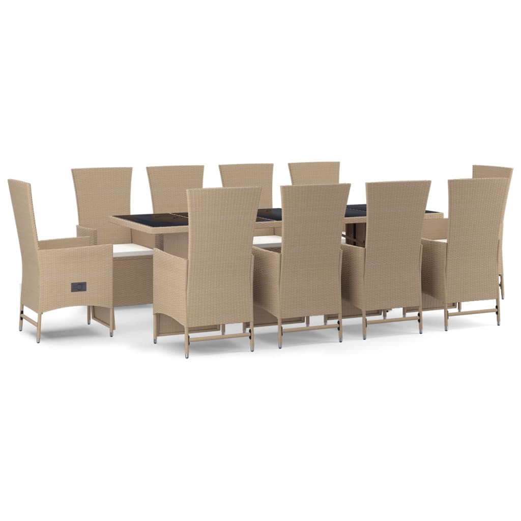 -Delige Tuinset Met Kussens Poly Rattan Beige