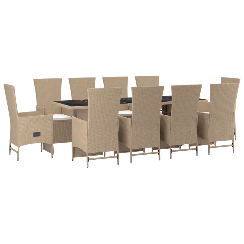 -Delige Tuinset Met Kussens Poly Rattan Beige