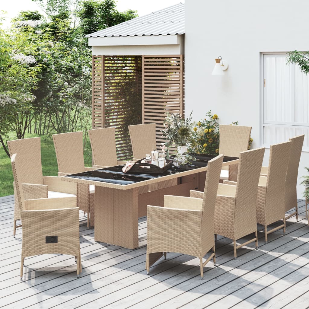 -Delige Tuinset Met Kussens Poly Rattan Beige