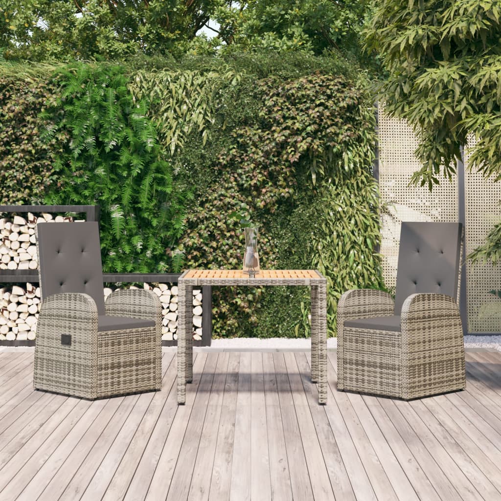 5-Delige Tuinset Met Kussens Poly Rattan Grijs