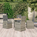 5-Delige Tuinset Met Kussens Poly Rattan Grijs