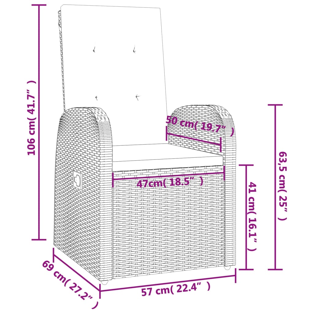 5-Delige Tuinset Met Kussens Poly Rattan Grijs