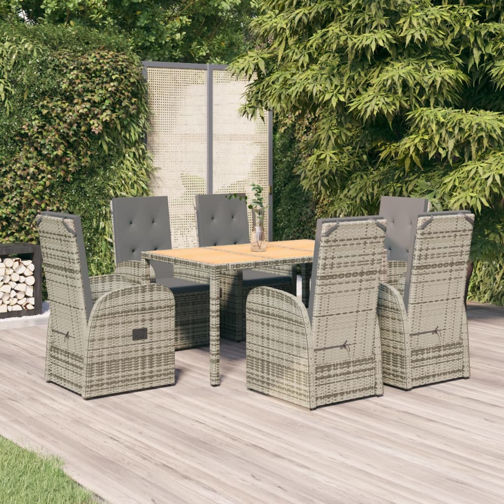 5-Delige Tuinset Met Kussens Poly Rattan Grijs