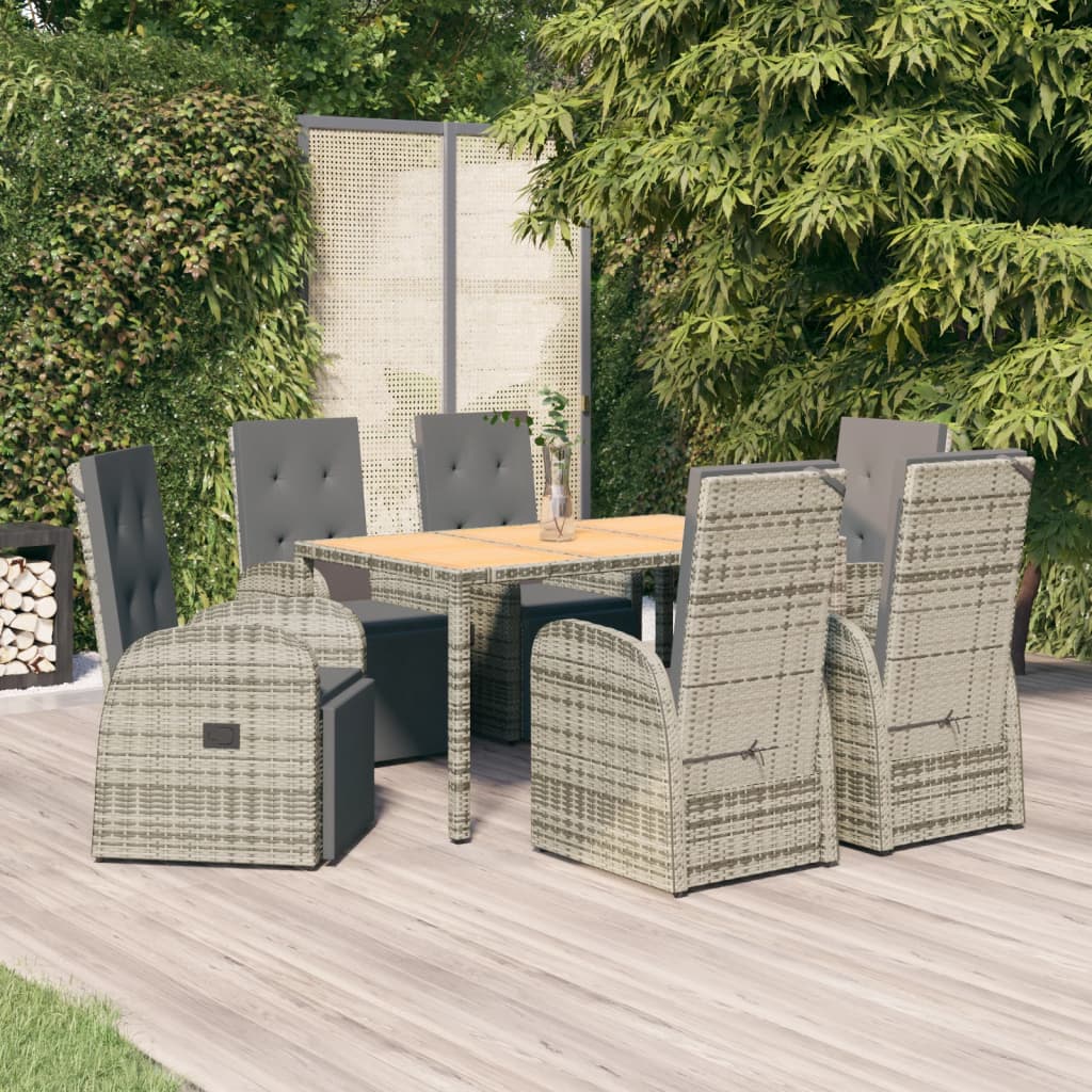 5-Delige Tuinset Met Kussens Poly Rattan Grijs