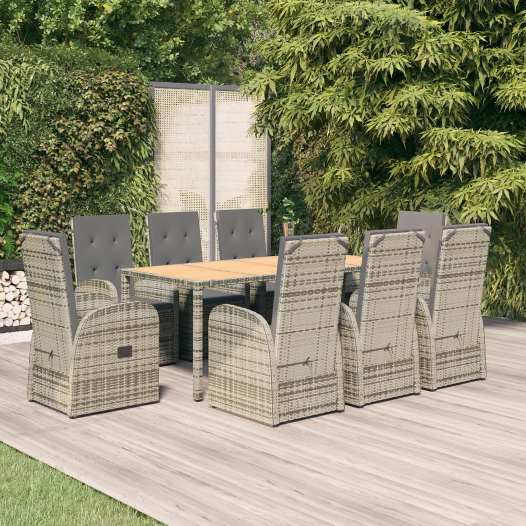 5-Delige Tuinset Met Kussens Poly Rattan Grijs