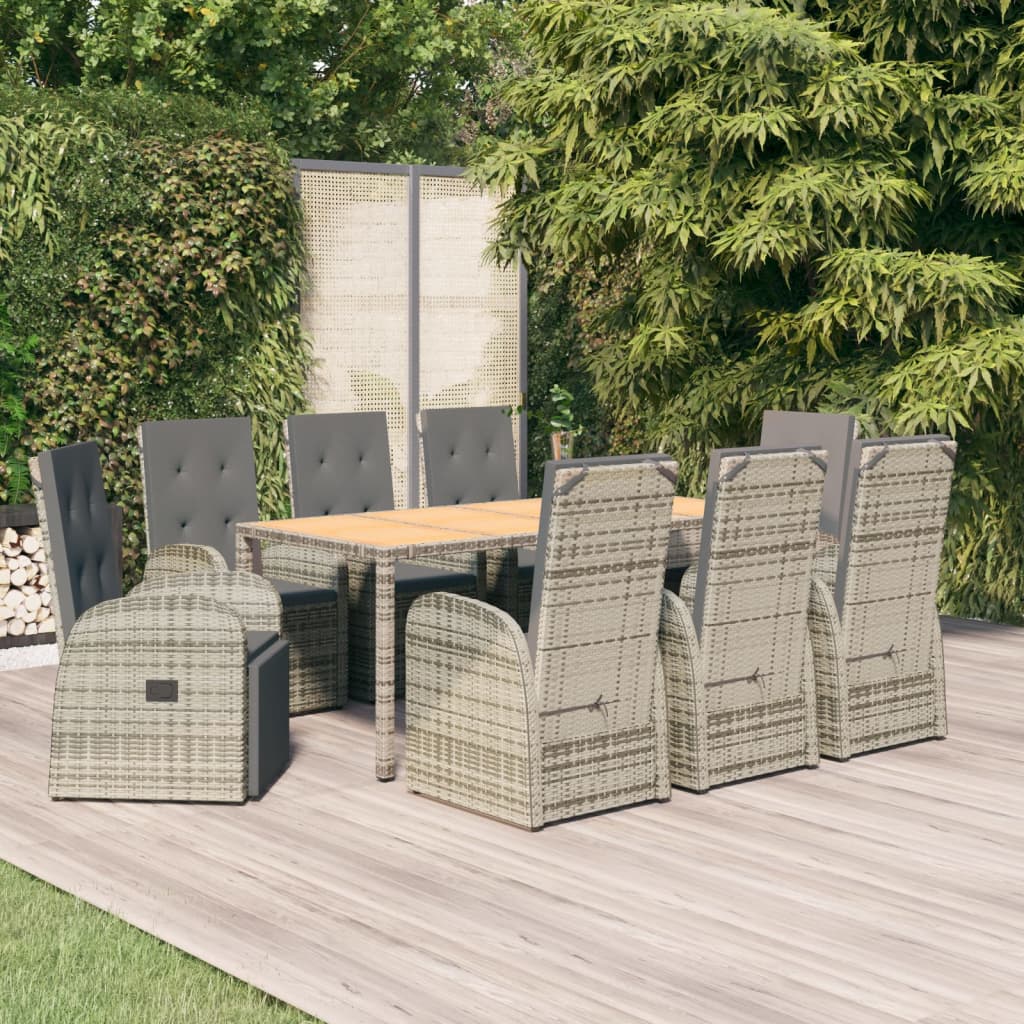 5-Delige Tuinset Met Kussens Poly Rattan Grijs