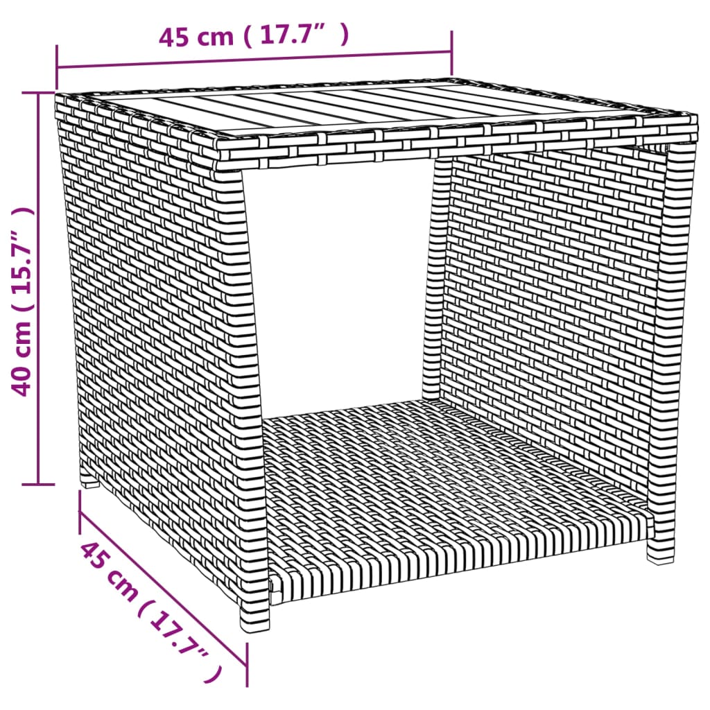 3-Delige Loungeset Poly Rattan En Massief Acaciahout Grijs