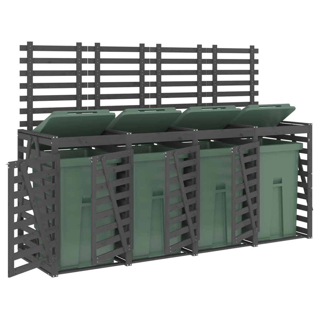 Containerberging Viervoudig Massief Grenenhout Grijs