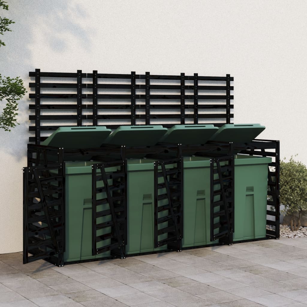 Containerberging Viervoudig Massief Grenenhout Grijs
