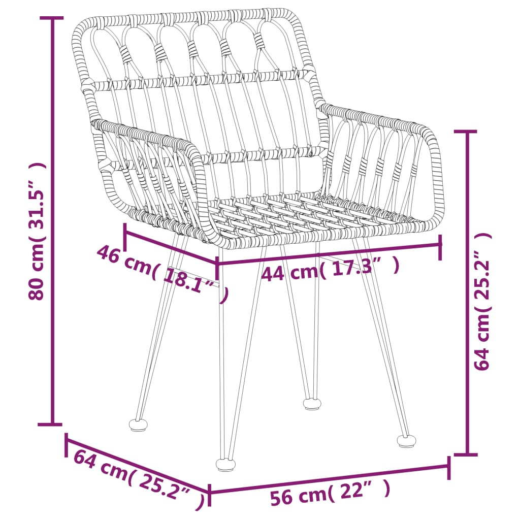 -Delige Tuinset Poly Rattan