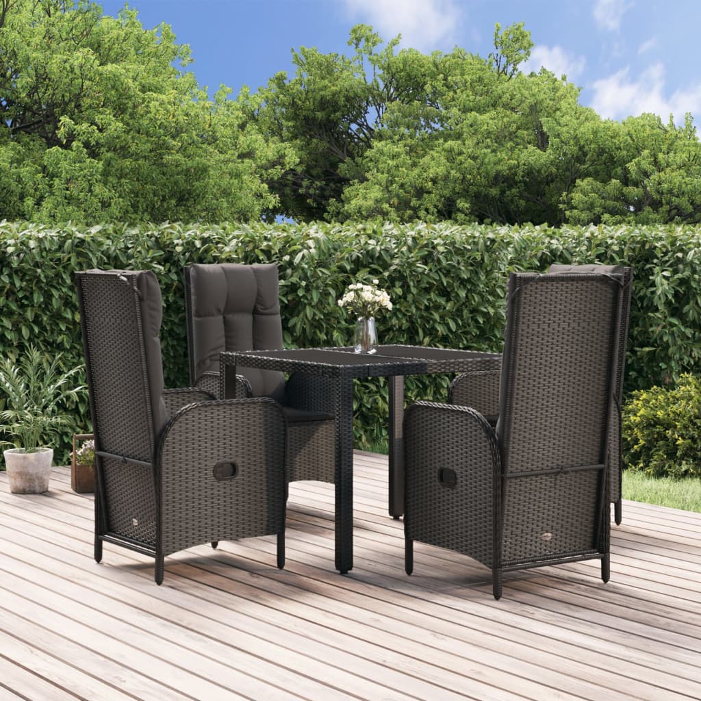 9-Delige Tuinset Poly Rattan Zwart