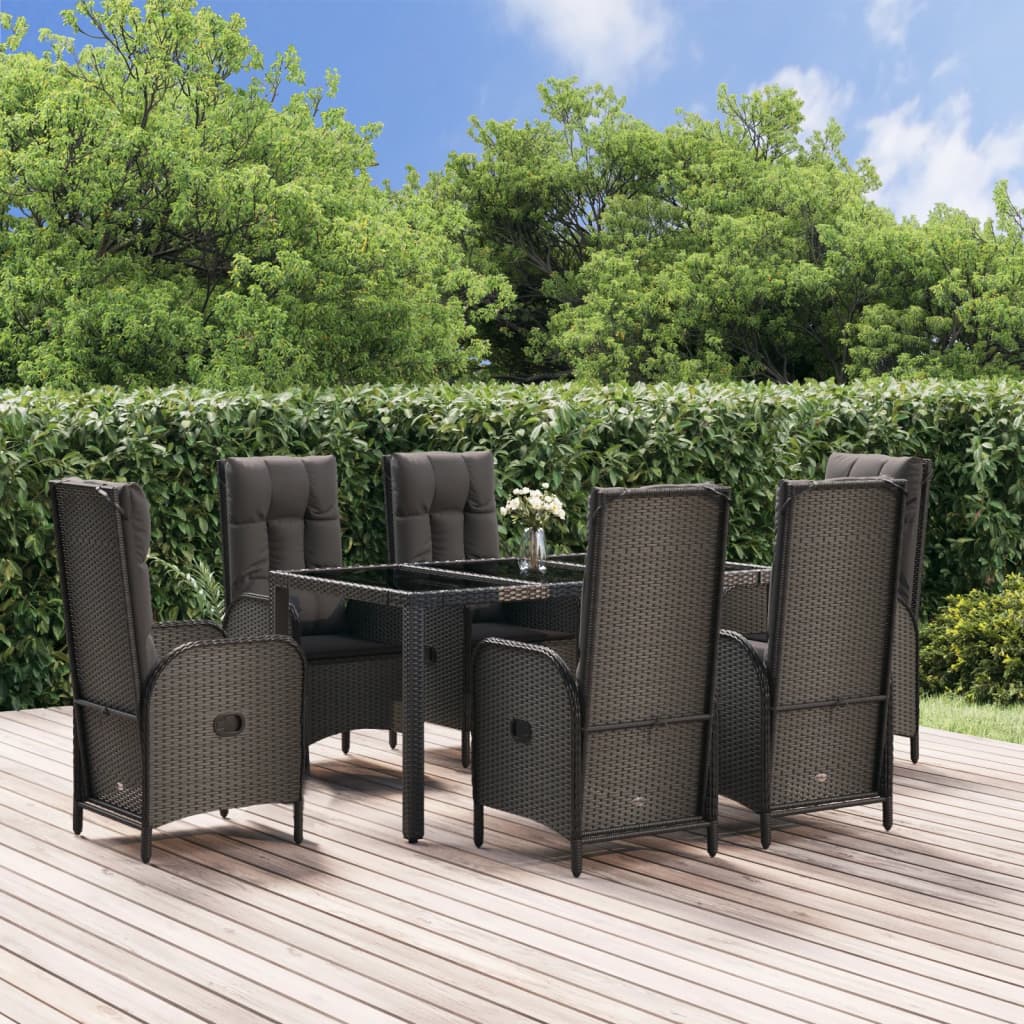 9-Delige Tuinset Poly Rattan Zwart