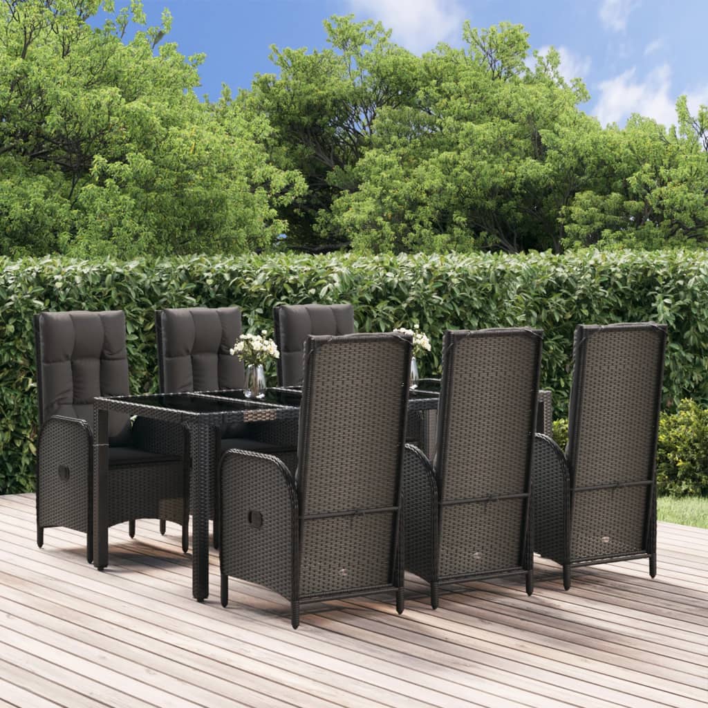 9-Delige Tuinset Poly Rattan Zwart