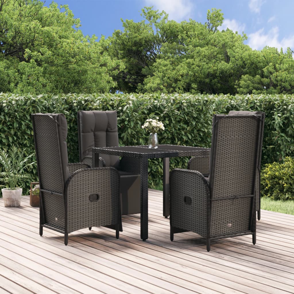 9-Delige Tuinset Poly Rattan Zwart