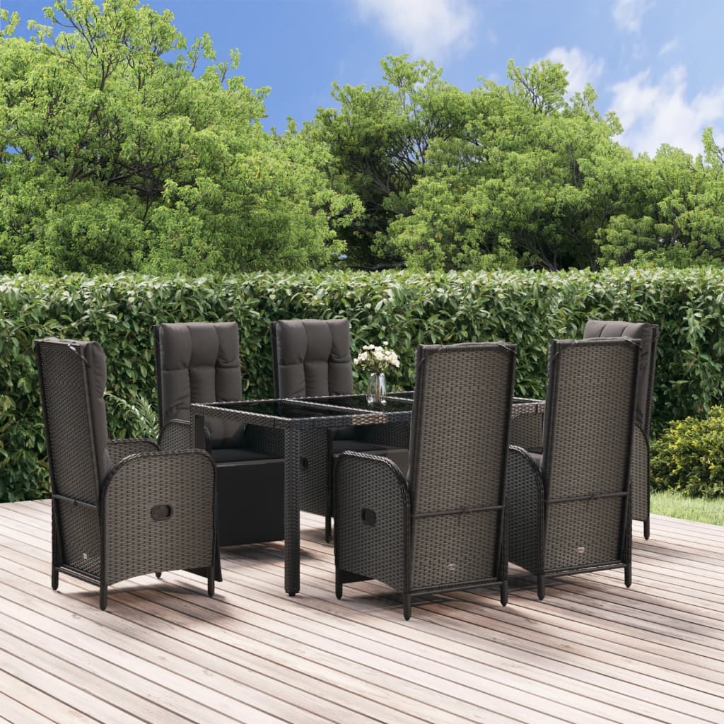 9-Delige Tuinset Poly Rattan Zwart