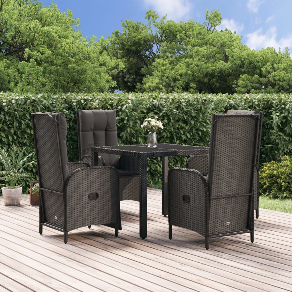 9-Delige Tuinset Poly Rattan Zwart