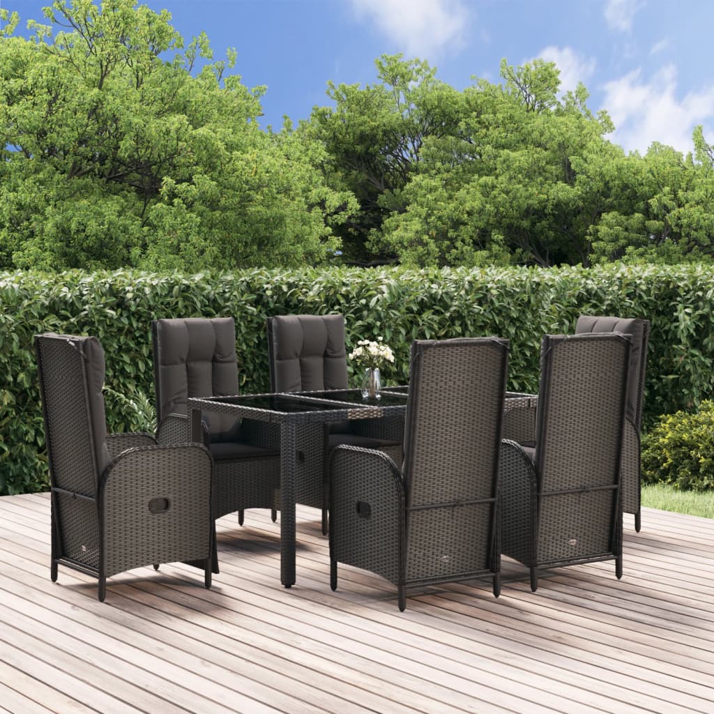 9-Delige Tuinset Poly Rattan Zwart