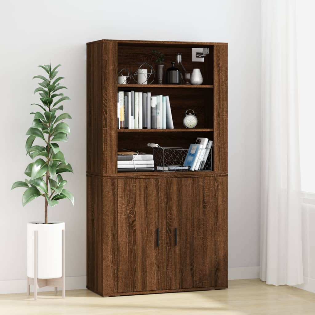 Hoge Kast Bewerkt Hout