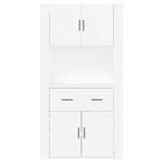 Hoge Kast Bewerkt Hout Wit
