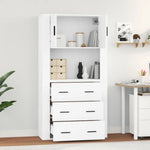Hoge Kast Bewerkt Hout Wit