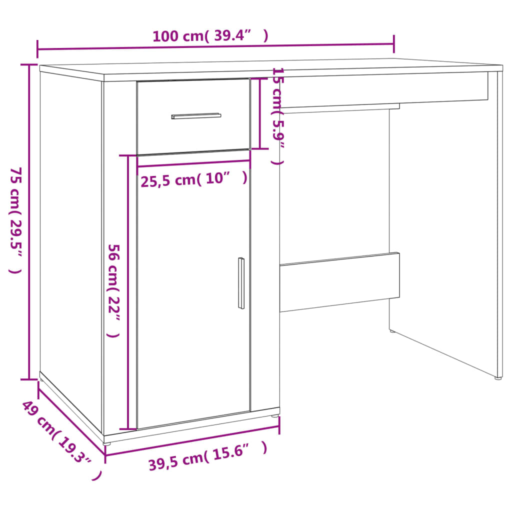 Bureau Met Kast Bewerkt Hout