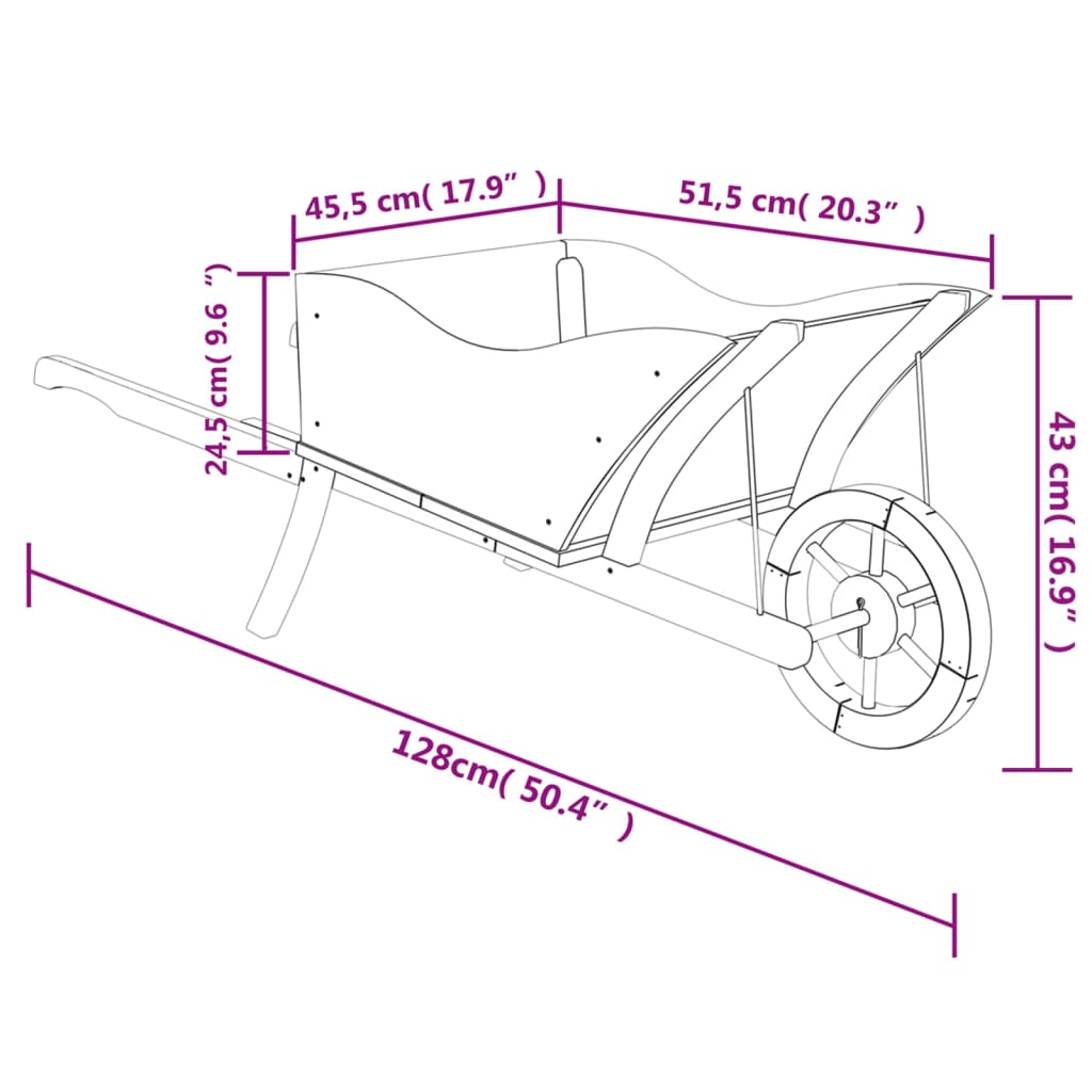 Plantenbak Kruiwagen 128X45,5X43 Cm Massief Vurenhout