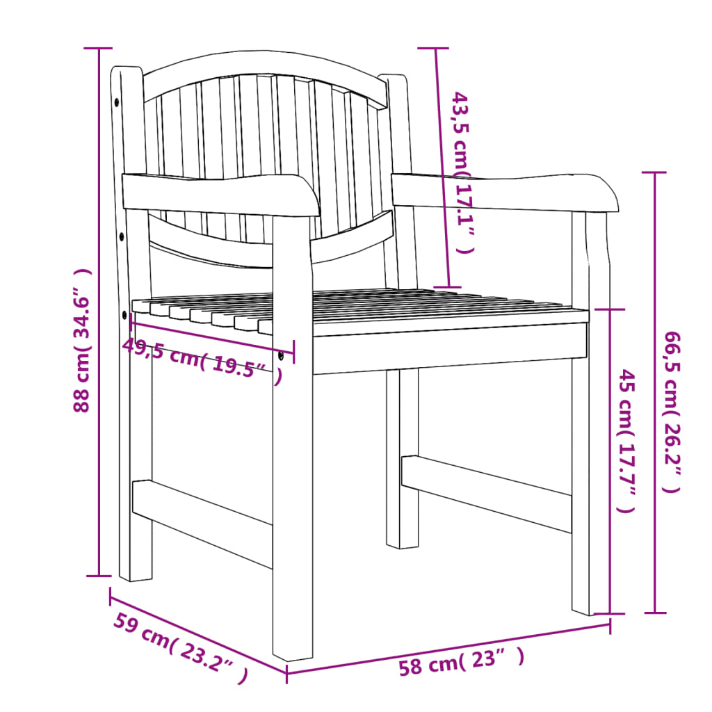 Tuinstoelen 58X59X88 Cm Massief Teakhout