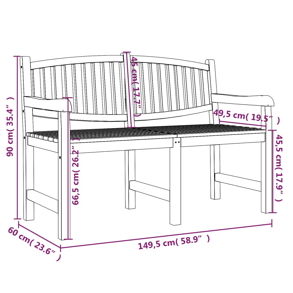 Tuinbank 49,5X60X90 Cm Massief Teakhout