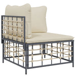 3-Delige Loungeset Met Kussens Poly Rattan Antracietkleurig