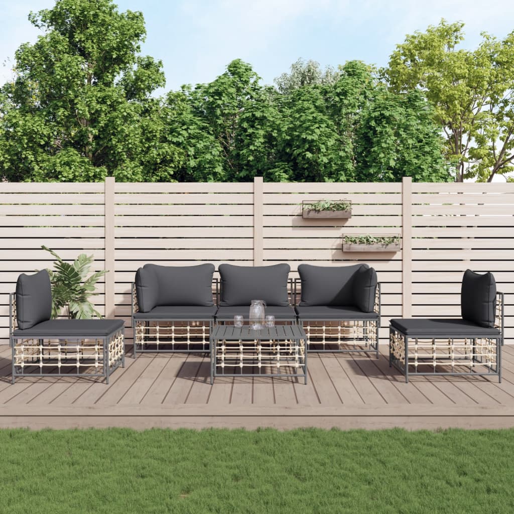 4-Delige Loungeset Met Kussens Poly Rattan Antracietkleurig