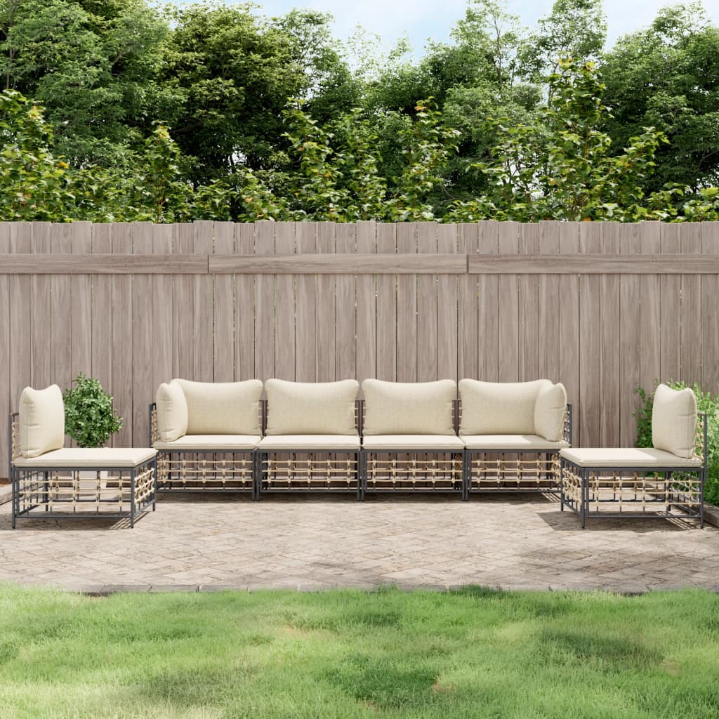 4-Delige Loungeset Met Kussens Poly Rattan Antracietkleurig