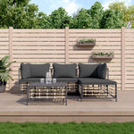 5-Delige Loungeset Met Kussens Poly Rattan Antracietkleurig