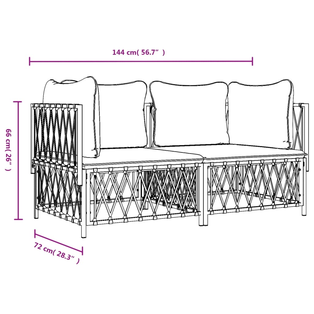 2-Delige Loungeset Met Kussens Staal Kleurig