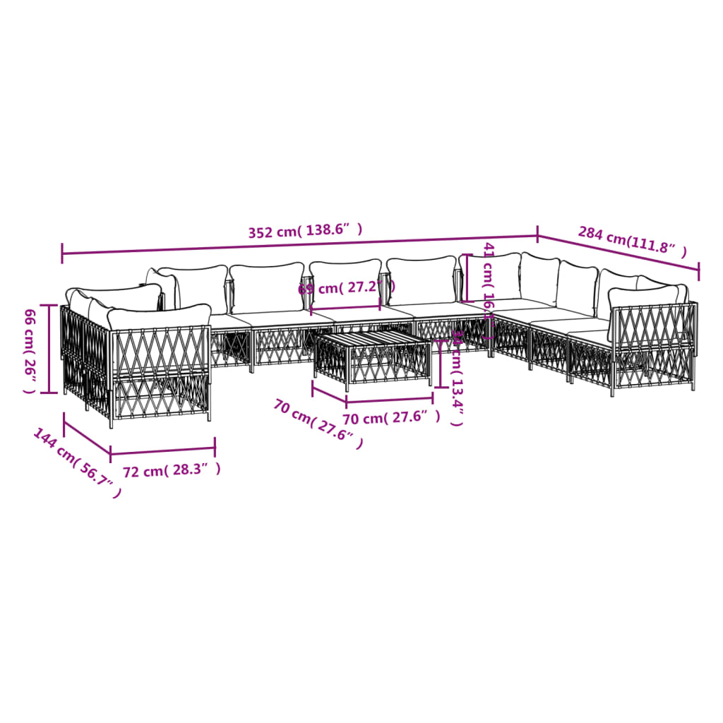 -Delige Loungeset Met Kussens Staal