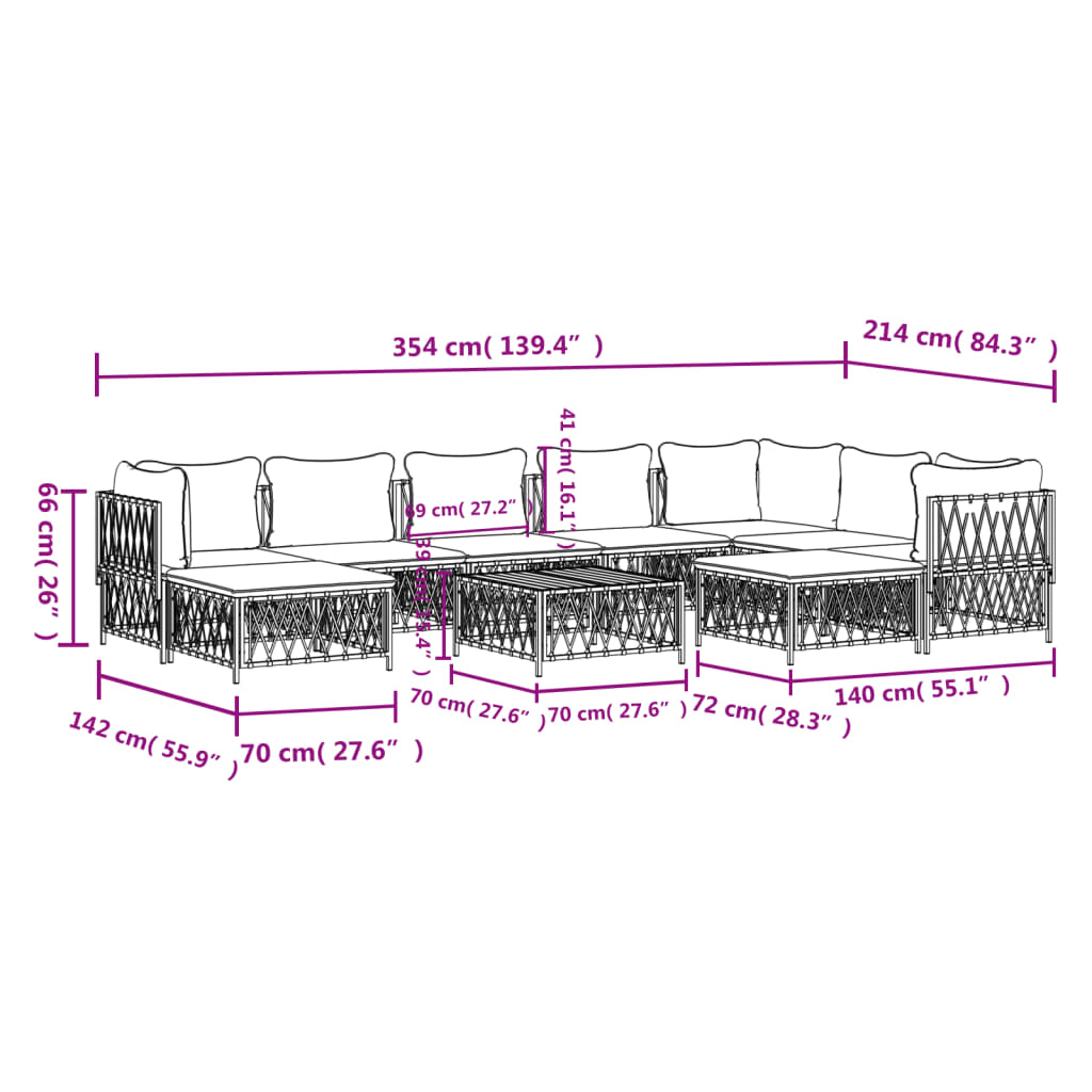 -Delige Loungeset Met Kussens Staal