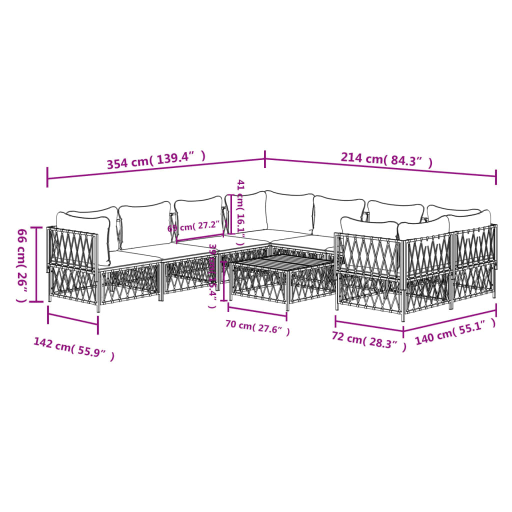 -Delige Loungeset Met Kussens Staal