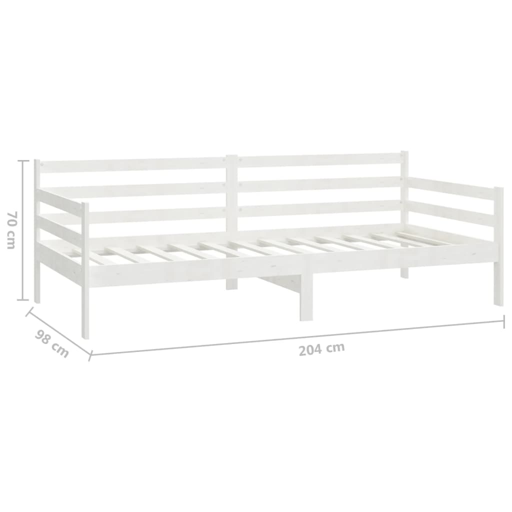 Slaapbank Zonder Matras 90X200 Cm Massief Grenenhout Wit