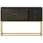 Dressoir 110X30X75 Cm Massief Mangohout Zwart En Goud