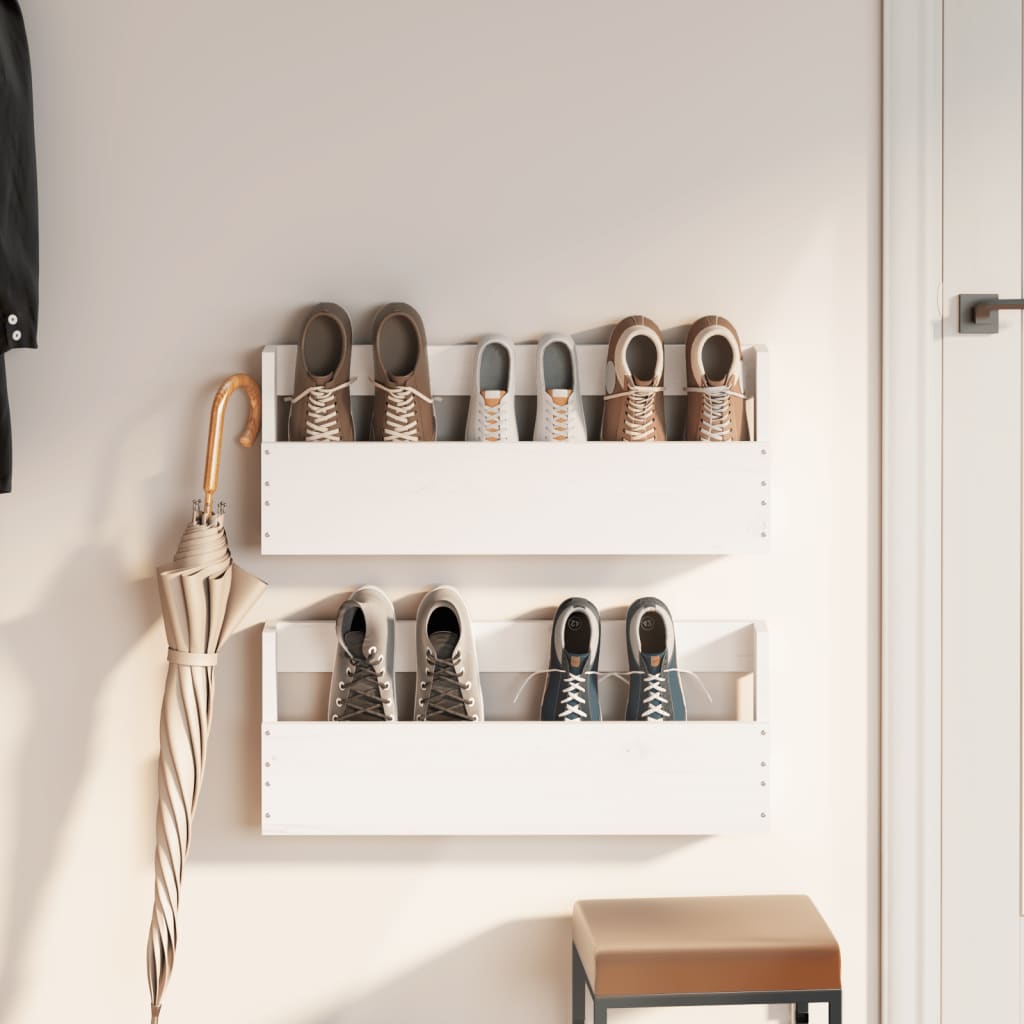 Schoenenrekken Massief Grenenhout Wit