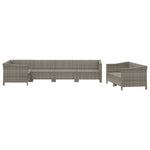 7-Delige Loungeset Met Kussens Poly Rattan Grijs