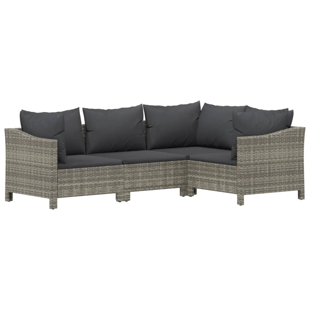 7-Delige Loungeset Met Kussens Poly Rattan Grijs