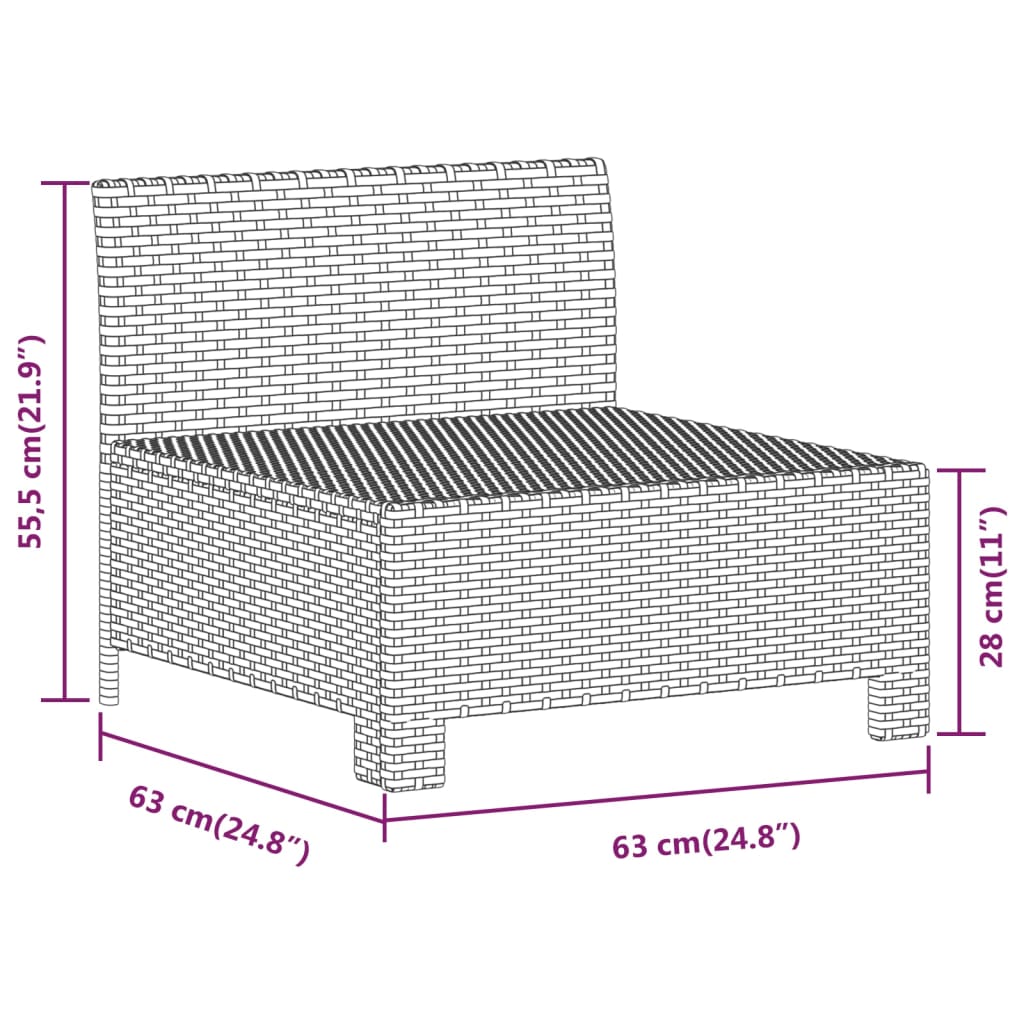 7-Delige Loungeset Met Kussens Poly Rattan Grijs